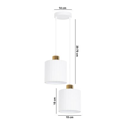 Luster na sajli BIZO 2xE27/60W/230V bijela/zlatna