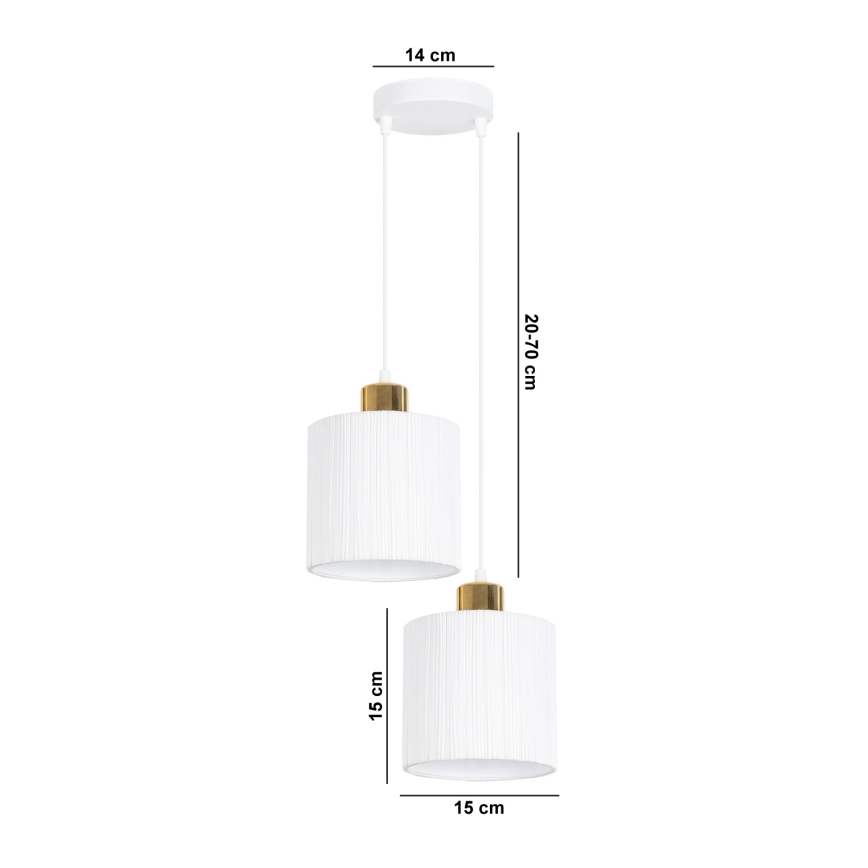 Luster na sajli BIZO 2xE27/60W/230V bijela/zlatna