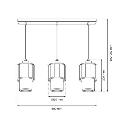 Luster na sajli BLANCO 3xE27/60W/230V bijela