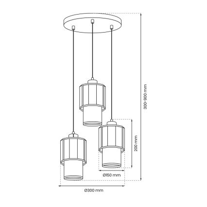 Luster na sajli BLANCO 3xE27/60W/230V bijela