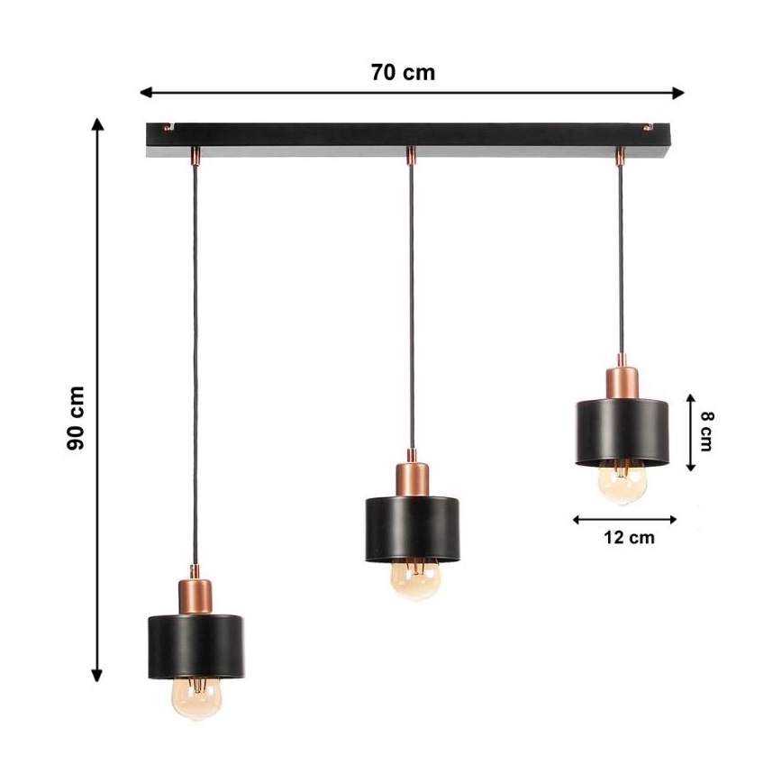 Luster na sajli BODO 3xE27/60W/230V