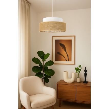 Luster na sajli BOHO 1xE27/60W/230V bijela/bež