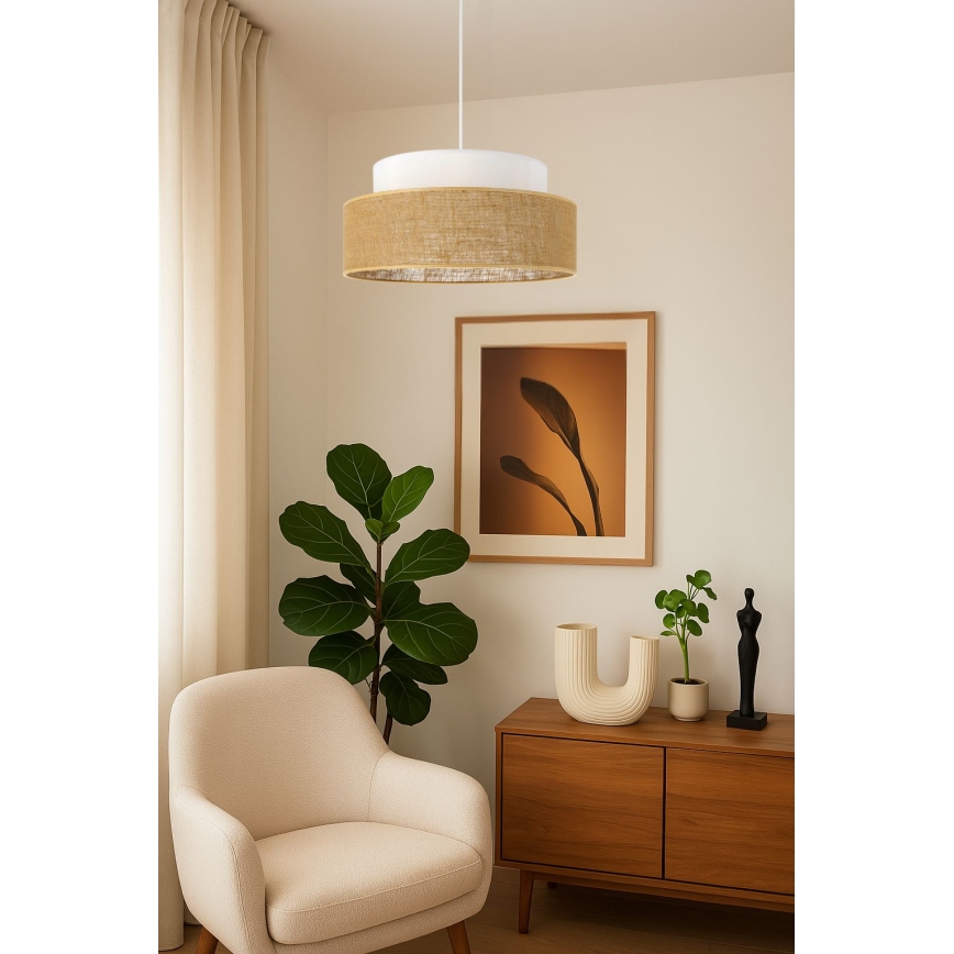 Luster na sajli BOHO 1xE27/60W/230V bijela/bež