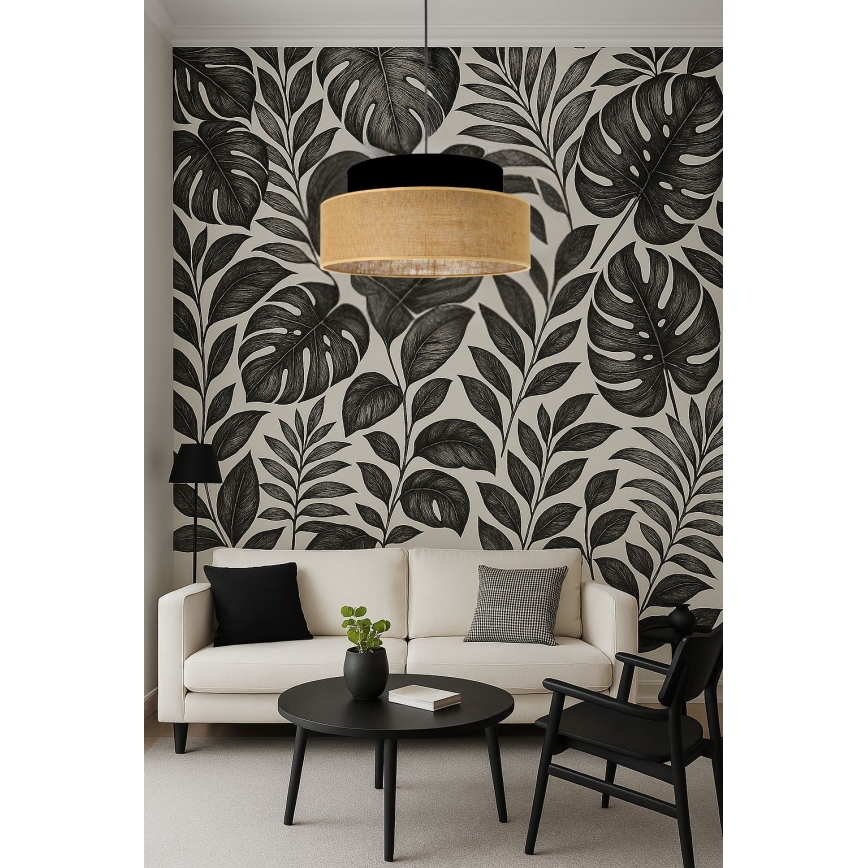 Luster na sajli BOHO 1xE27/60W/230V crna/bež