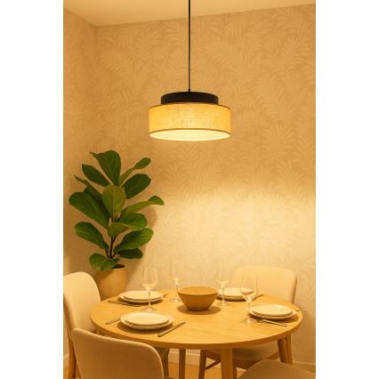 Luster na sajli BOHO 1xE27/60W/230V crna/bež