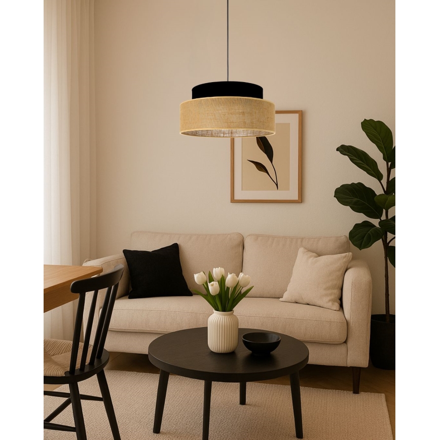 Luster na sajli BOHO 1xE27/60W/230V crna/bež