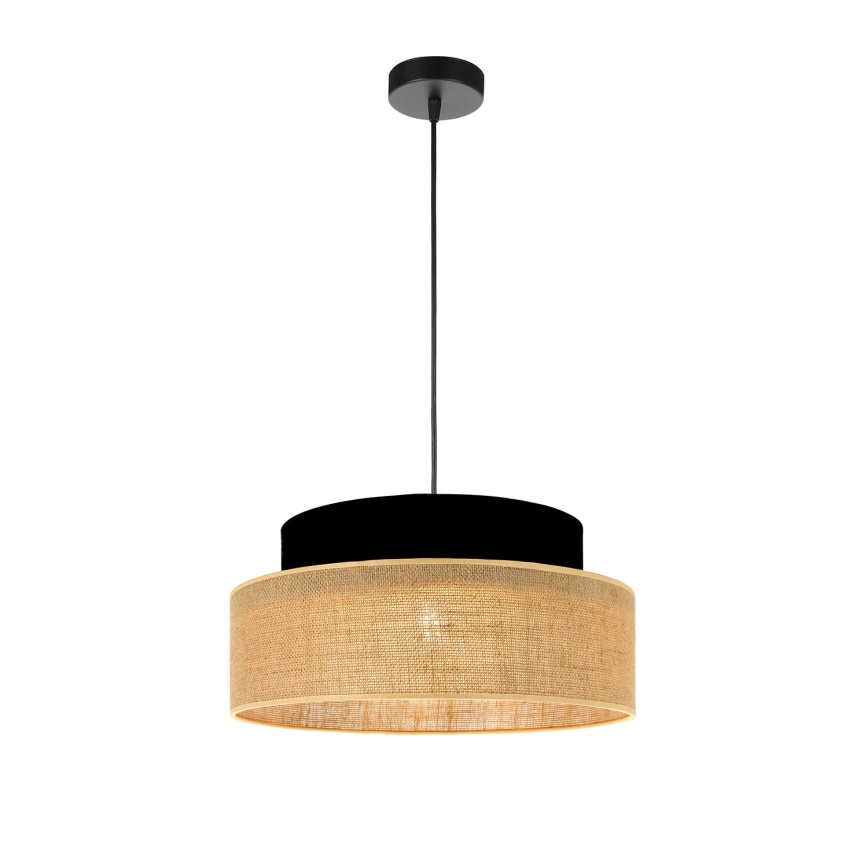 Luster na sajli BOHO 1xE27/60W/230V crna/bež