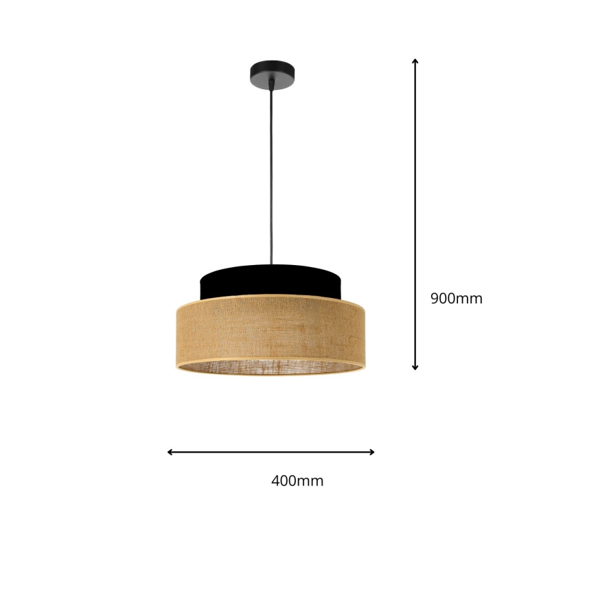 Luster na sajli BOHO 1xE27/60W/230V crna/bež