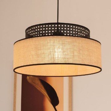 Luster na sajli BOHO 1xE27/60W/230V crna/ratan