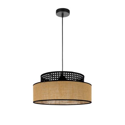 Luster na sajli BOHO 1xE27/60W/230V crna/ratan