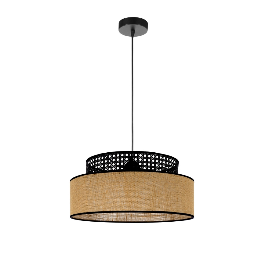 Luster na sajli BOHO 1xE27/60W/230V crna/ratan