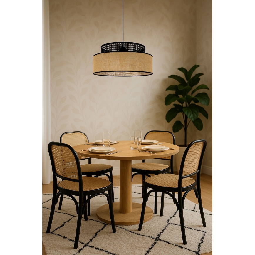 Luster na sajli BOHO 1xE27/60W/230V crna/ratan