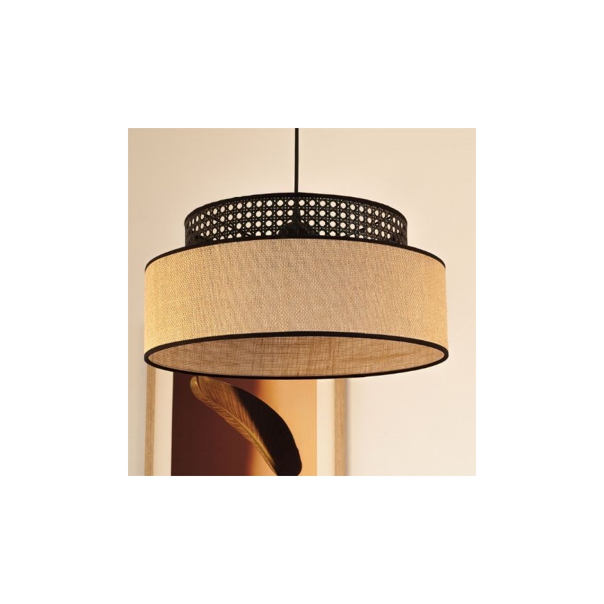 Luster na sajli BOHO 1xE27/60W/230V crna/ratan