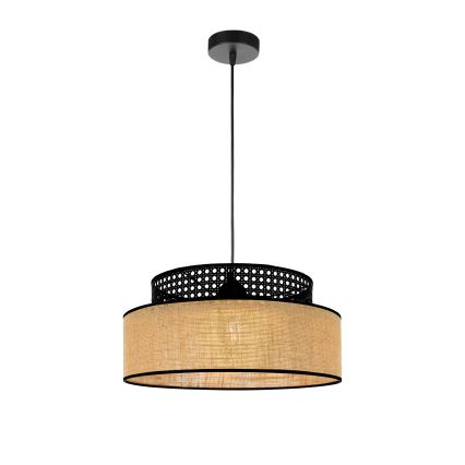 Luster na sajli BOHO 1xE27/60W/230V crna/ratan
