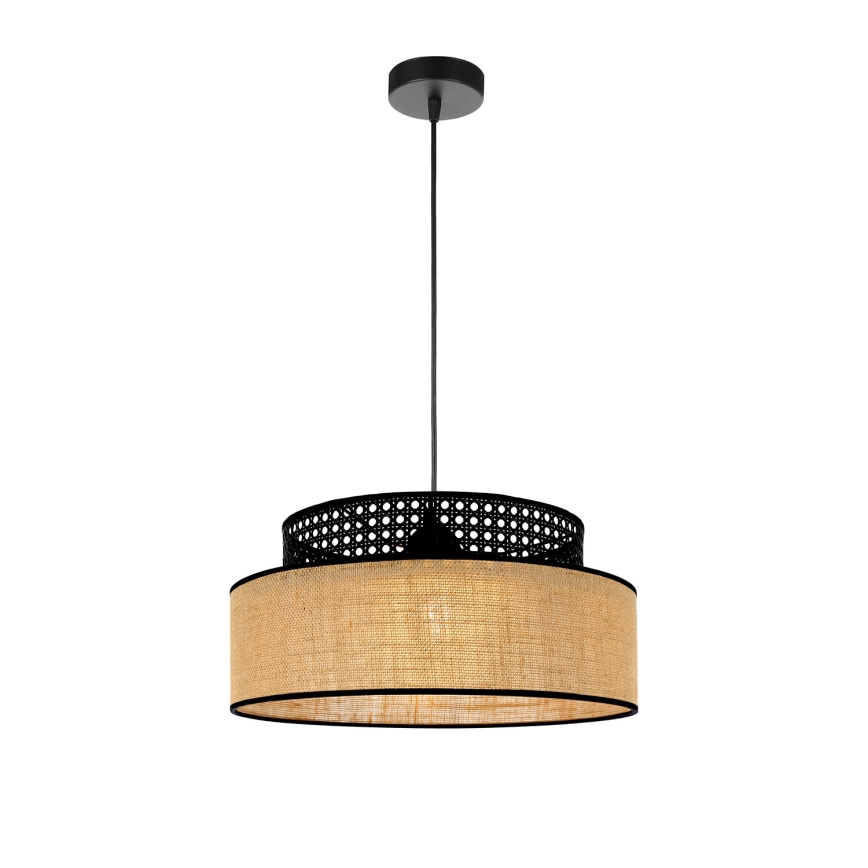 Luster na sajli BOHO 1xE27/60W/230V crna/ratan