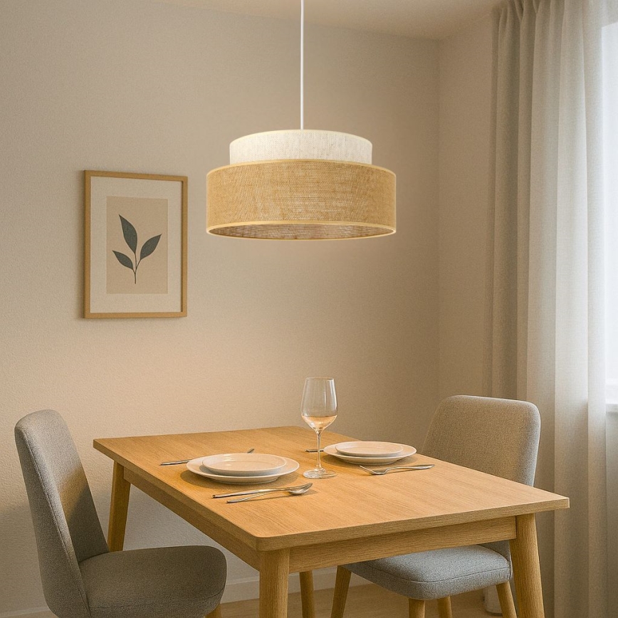 Luster na sajli BOHO 1xE27/60W/230V krem/bež