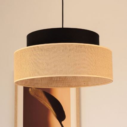 Luster na sajli BOHO 1xE27/60W/230V pr. 40 cm crna/bež