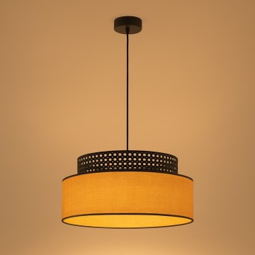 Luster na sajli BOHO 1xE27/60W/230V pr. 40 cm crna/ratan