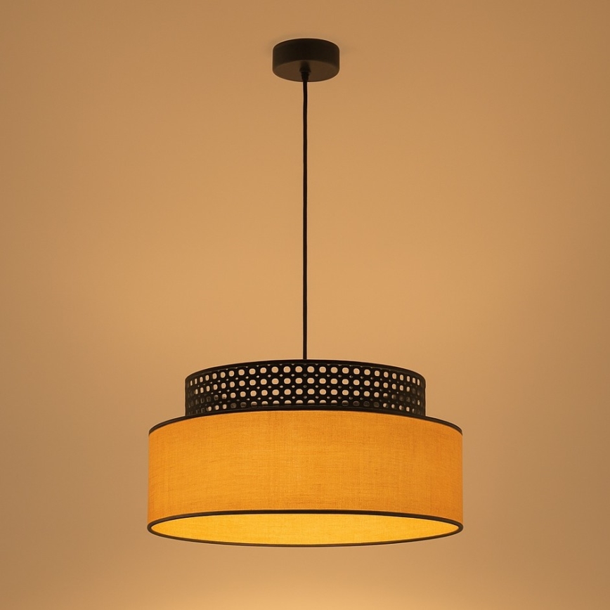 Luster na sajli BOHO 1xE27/60W/230V pr. 40 cm crna/ratan