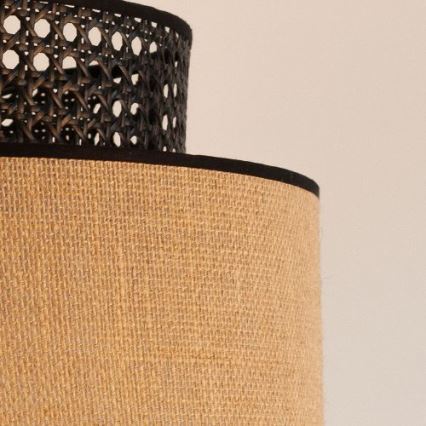 Luster na sajli BOHO 1xE27/60W/230V pr. 40 cm crna/ratan