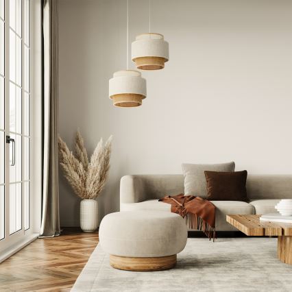 Luster na sajli BOHO 2xE27/60W/230V bijela/juta