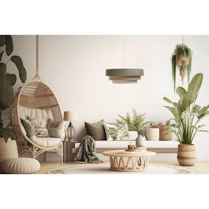 Luster na sajli BOHO TRINITI 1xE27/60W/230V siva/bež/krem
