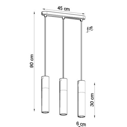 Luster na sajli BORGIO 3xGU10/40W/230V