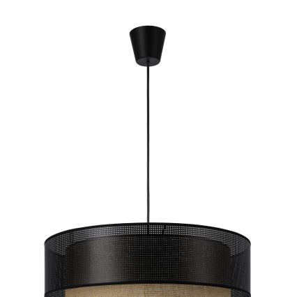 Luster na sajli BORHO 1xE27/60W/230V pr. 40 cm crna/juta