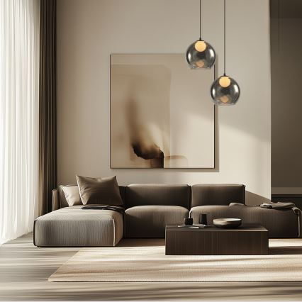 Luster na sajli BRIN 1xG9/15W/230V crna s dimnim efektom