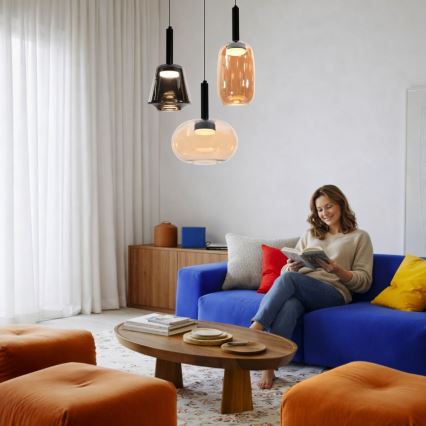 Luster na sajli BUENO 1xGX53/9W/230V, promjer 15 cm, dimno-smeđa