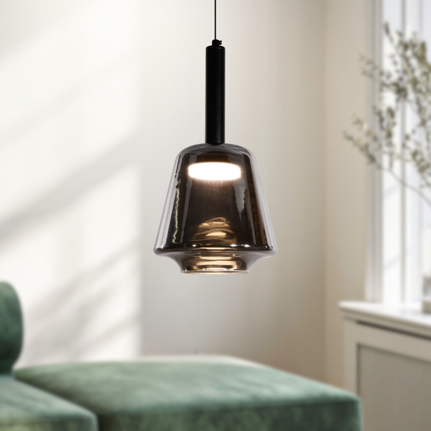 Luster na sajli BUENO 1xGX53/9W/230V, Ø 18 cm, dimno-crna