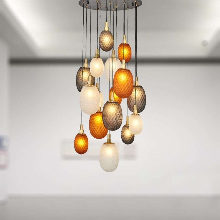 Luster na sajli CACTUS 16xG9/5W/230V bakrena/siva/bijela