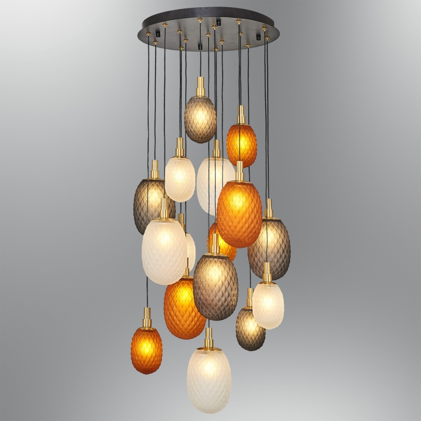 Luster na sajli CACTUS 16xG9/5W/230V bakrena/siva/bijela