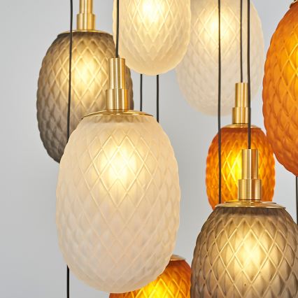 Luster na sajli CACTUS 16xG9/5W/230V bakrena/siva/bijela