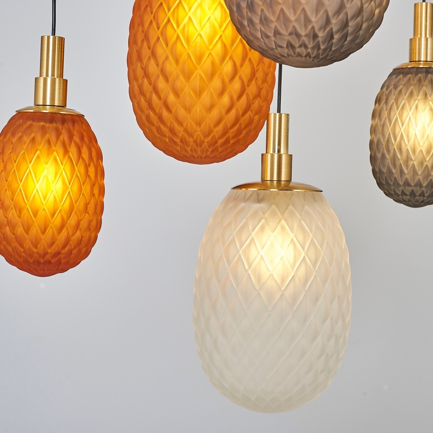 Luster na sajli CACTUS 16xG9/5W/230V bakrena/siva/bijela