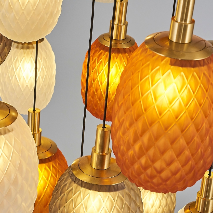 Luster na sajli CACTUS 16xG9/5W/230V bakrena/siva/bijela