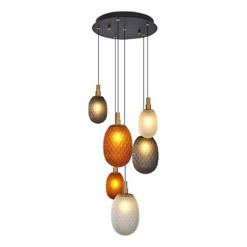 Luster na sajli CACTUS 6xG9/5W/230V bakrena/siva/bijela