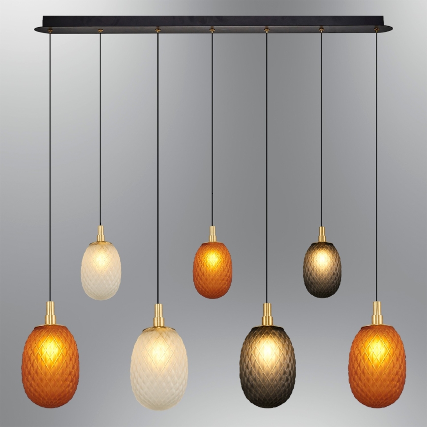 Luster na sajli CACTUS 7xG9/5W/230V bakrena/siva/bijela