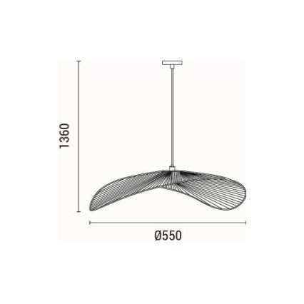 Luster na sajli CALYPSO 1xE27/15W/230V pr. 55 cm bambus
