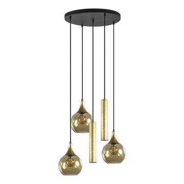 Luster na sajli CALYPSO 2xGU10/60W/230V + 3xE27/60W crna/zlatna
