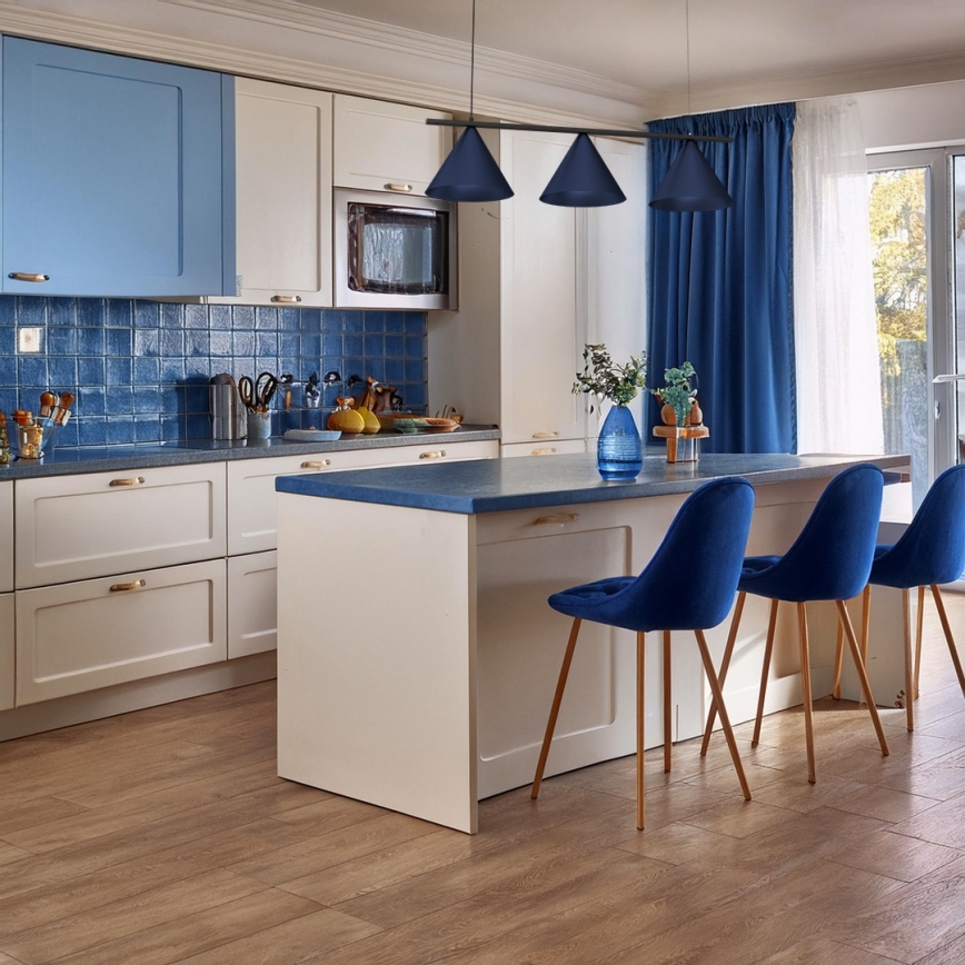 Luster na sajli CAPITAL 3xGX53/15W/230V plavi