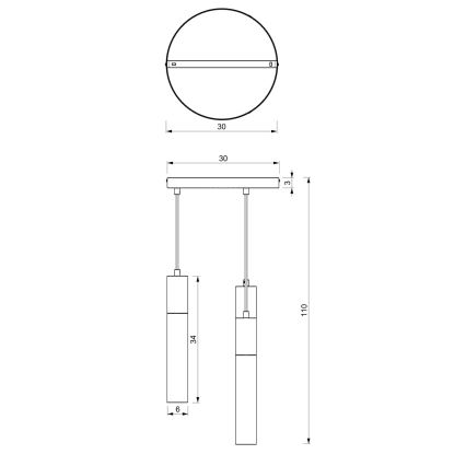 Luster na sajli CASSA 3xGU10/8W/230V bijela