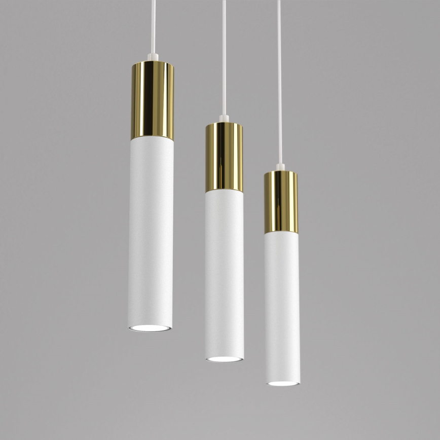 Luster na sajli CASSA 3xGU10/8W/230V bijela/zlatna