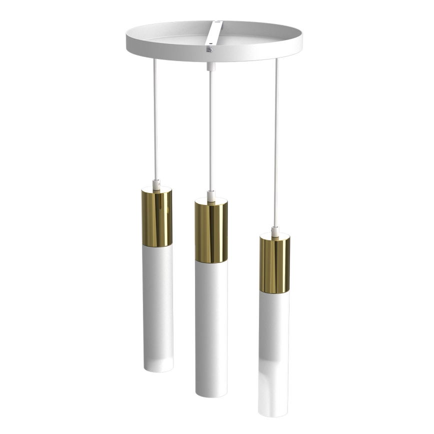 Luster na sajli CASSA 3xGU10/8W/230V bijela/zlatna