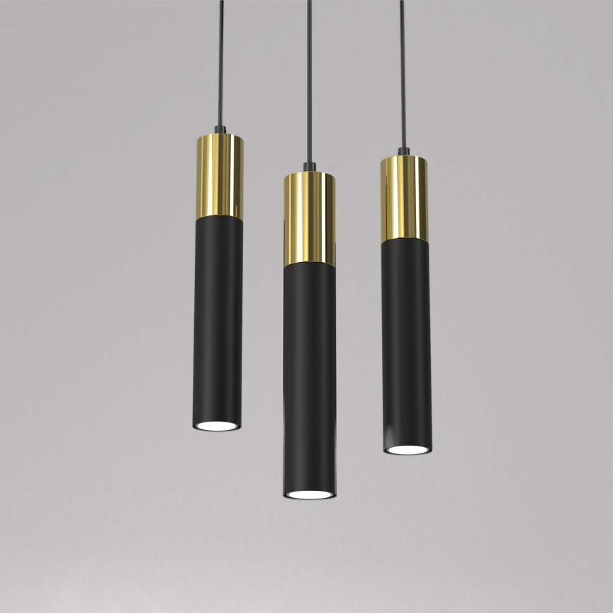 Luster na sajli CASSA 3xGU10/8W/230V crna/zlatna