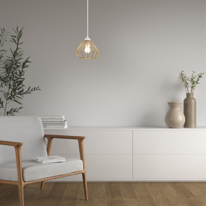 Luster na sajli CEED GOLD 1xE27/60W/230V pr. 17,5 cm bijela/zlatna