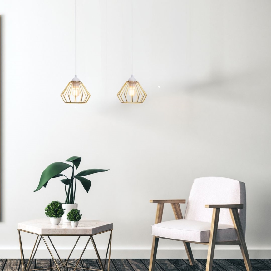 Luster na sajli CEED GOLD 2xE27/60W/230V bijela/zlatna