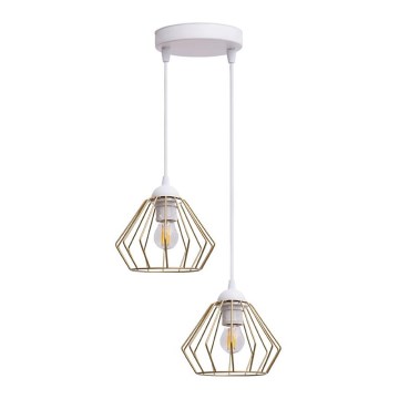 Luster na sajli CEED GOLD 2xE27/60W/230V pr. 28 cm bijela/zlatna