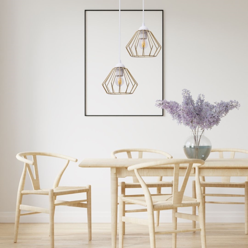 Luster na sajli CEED GOLD 2xE27/60W/230V pr. 28 cm bijela/zlatna
