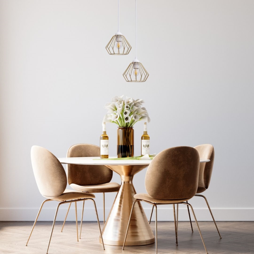 Luster na sajli CEED GOLD 2xE27/60W/230V pr. 28 cm bijela/zlatna